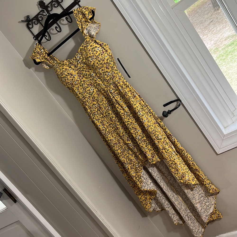 Yellow High-Low Floral Dress NWT